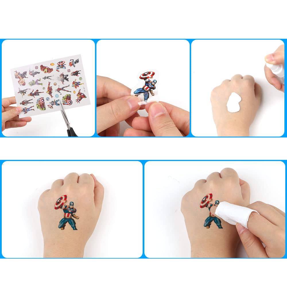 Glow In The Dark Superhelden Tijdelijke Tattoos voor Kinderen - Waterdichte Luminous Nep Tattoo Stickers voor Jongens en Meisjes, Verjaardagscadeau en Feestzakvulling - DIY - Set van 8 Vellen