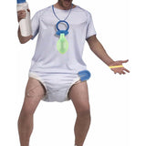 Adult Baby Verkleedset - Vrijgezellenfeest - Thema Volwassen Baby - 4-delig - Inclusief Luier, Speen, Drinkfles en Speld - One Size - Unisex - Grappig Kostuum voor Verkleedfeestjes en Carnaval