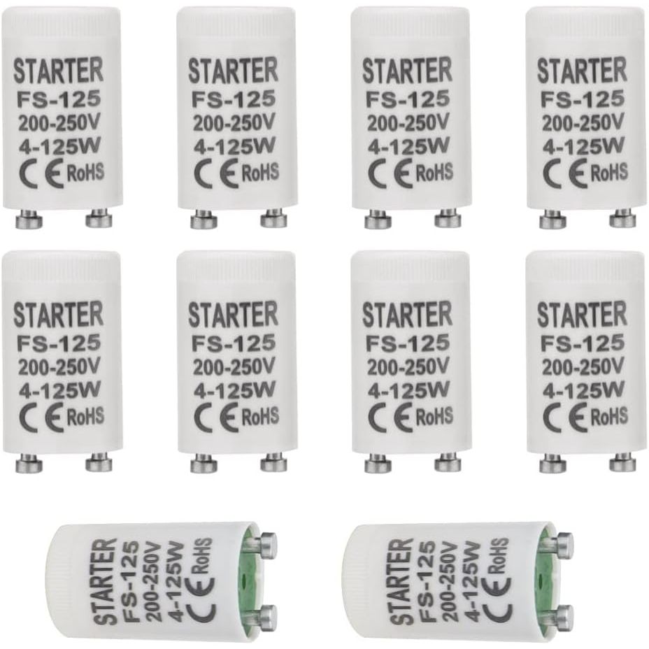BlueXP Fluorescent Starter Set – 10 Stuks – Geschikt voor TL-Buizen 4-125W – 220-240V Longlife Starter – Betrouwbare Ontsteking voor TL-Lampen en Fluorescentiebuizen – Compacte 20x40mm Starter (Niet voor LED)