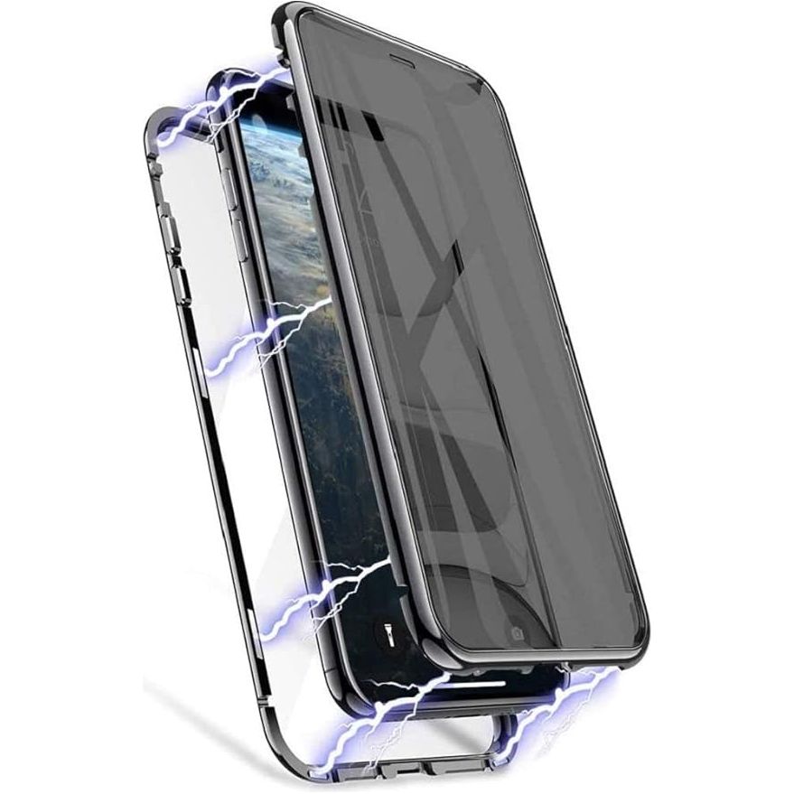 Geavanceerde Anti-Spionage Magnetische Hoes voor Samsung Galaxy S21 Ultra 5G - Dubbelzijdig Anti-Peep Gehard Glas, 360 Graden Volledige Schermbescherming, Metaal Bumper, Perfecte Pasvorm