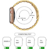 2 stuks - Hoogwaardige roestvrijstalen vervangingsband - Compatibel met Apple Watch Series 8/7 (41mm), SE/6/5/4 (40mm) en 3/2/1 (38mm) - Stijlvolle gouden afwerking - Ultiem comfort en duurzaamheid - Eenvoudig te installeren en verwijderen