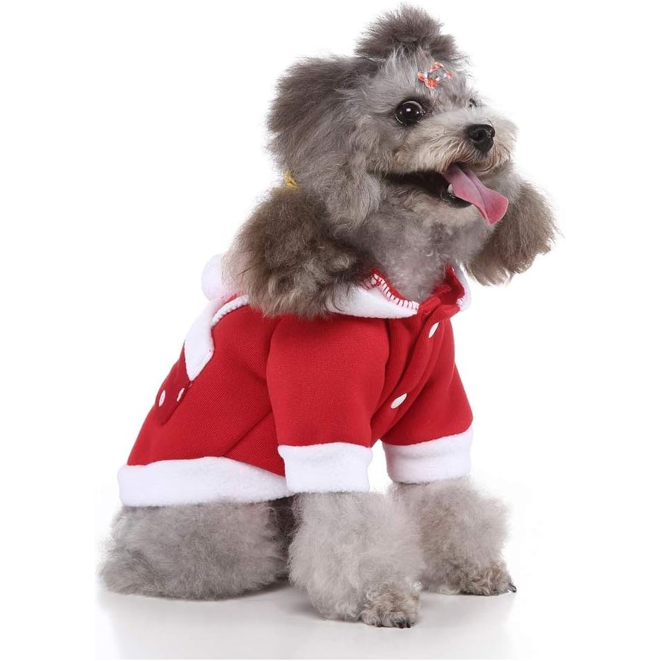 Warme Kerst-Hondenhoodie - Feestelijke Kostuumkleding voor Kleine Huisdieren - Ideaal voor Feestdagen en Familieportretten