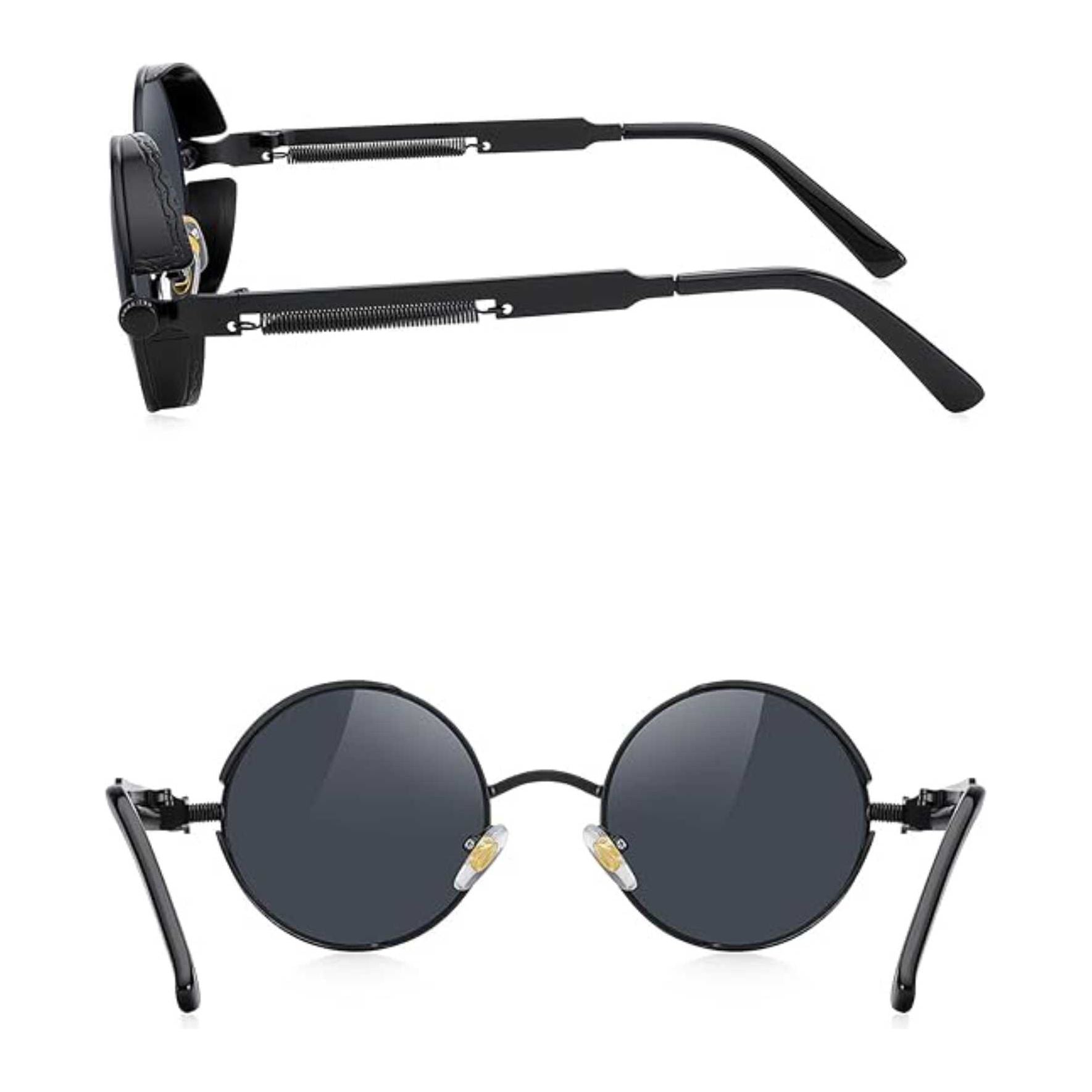 FEISEDY Retro Gothic Steampunk Zonnebril - Ronde Metalen Frame - Unisex UV400 Bescherming - Lichtgewicht - Steampunk Stijl Zonnebril Voor Mannen en Vrouwen - Geschikt Voor Wandelen, Rijden, Reizen en Dagelijks Gebruik - Model B1857