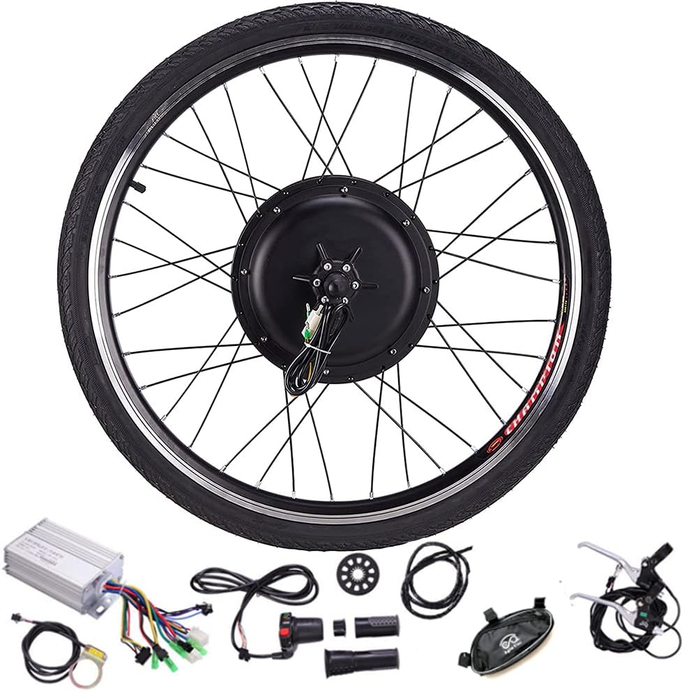 e-Bike Conversie Kit - 48V/1000W Elektrische Fiets Conversiekit - Beschikbaar in Wielmaten 20" 24" 26" 27.5" 28" 29" 700C - Borstelloze Tandeloze Motor - Voorwiel Conversie - LCD3 Display - Elektrische Fietswielkit - Inclusief Controller en Accessoires