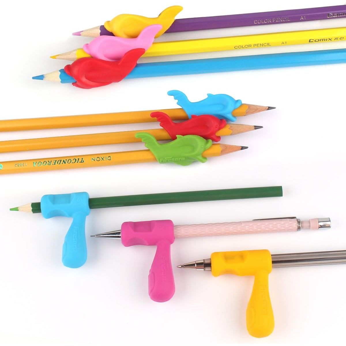 Siliconen Potloodgreep-Set – Ergonomische Schrijfhulp voor Kinderen & Volwassenen – Veilig & Comfortabel – Geschikt voor Diverse Pennen - 9 Stuks