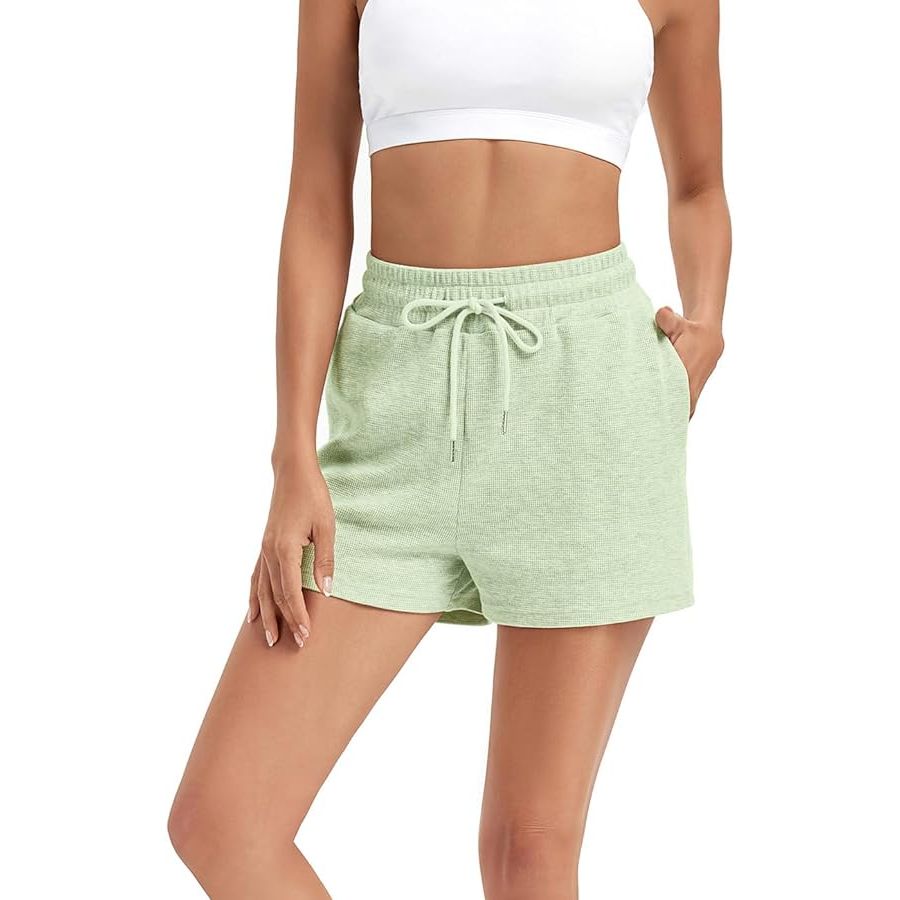 Dames Shorts Comfortabel en Los Model - Gemaakt van Zacht Wafel Katoen - Perfect voor Zomer en Herfst - Casual Lounge Broek met Trekkoord voor Optimale Pasvorm - Modieuze Keuze voor Dagelijks Gebruik