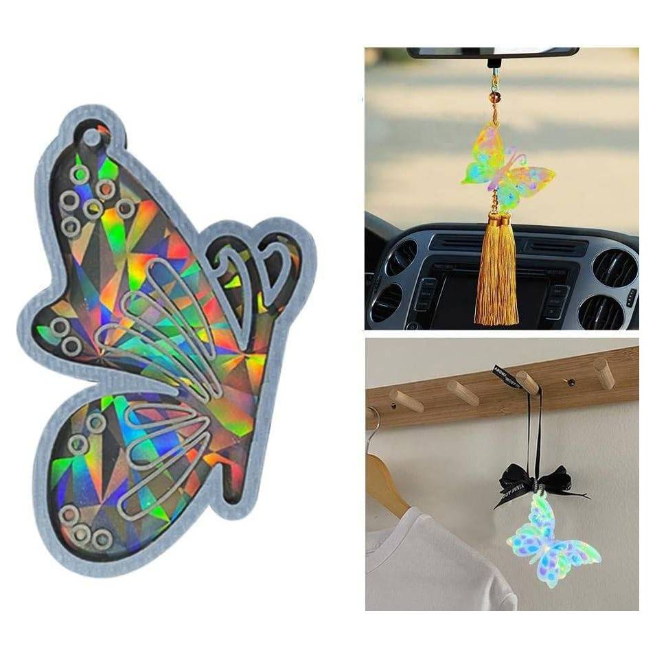 Holografische Vlinder Epoxyhars Siliconen Mal - Voor DIY Ketting Decoraties en Sleutelhanger Creaties - Zwart - 3 Stukken