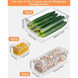 7-delige Koelkast Organizer Set – Stapelbare Opbergboxen In 4 Formaten – Transparante BPA-vrije Kunststof Bewaarbakjes Voor Koelkast, Vriezer, Keukenkast, Badkamer Of Kantoor – Lekvrij &amp; Ruimtebesparend Opbergsysteem