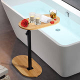 Bamboe Badkuip Tafel - Verstelbare Hoogte - Vrijstaande Badtray - Luxe Badaccessoires - Stabiel Metaalframe en Houten Design - Voor Hot Tub, Bad, Slaapkamer of Woonkamer