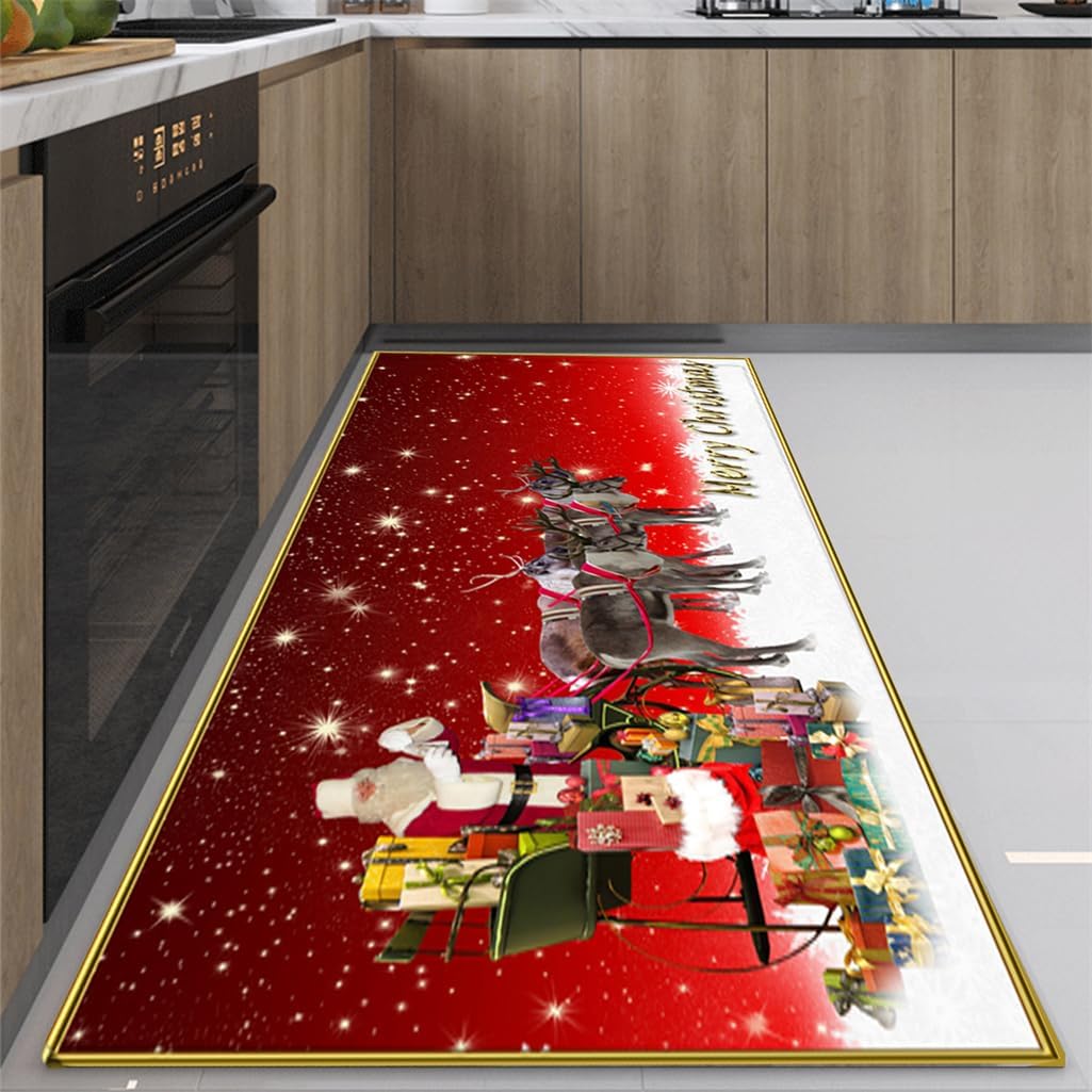 Kerstmat 60x180 cm - 3D Geprinte Antislip Vloermat - Feestelijke Kerstdecoratie voor Woonkamer, Keuken & Badkamer - Duurzaam en Comfortabel