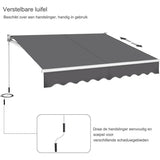 Klembare Uitvalscherm Met Handmatige Zwengel – Zonnescherm – Uv-Bescherming – Waterafstotend – Hellingshoek Verstelbaar Van 5 Tot 35 Graden – Aluminium Frame – Voor Terras, Balkon Of Veranda – Donkergrijs – 250 x 200 cm