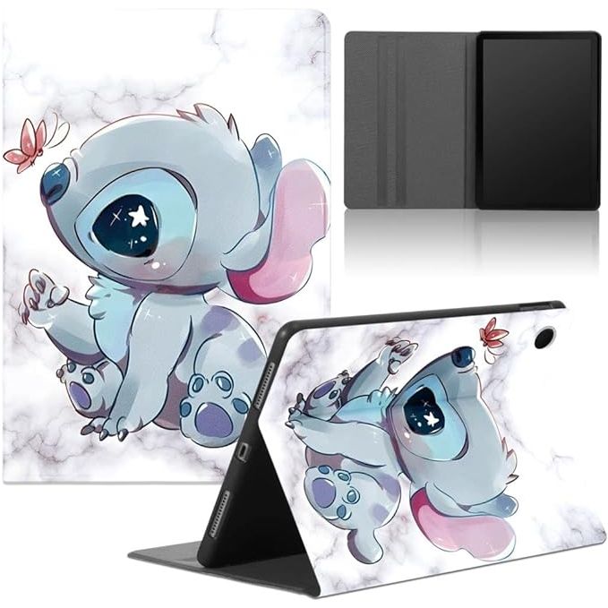 Beschermende Tablethoes voor Samsung Galaxy Tab A 10.1 (2019) - met Kawaii Stitch Cartoonpatronen - Ultra Slim PU Lederen Cover met Zachte TPU Achterkant - Multi-hoek Standfunctie