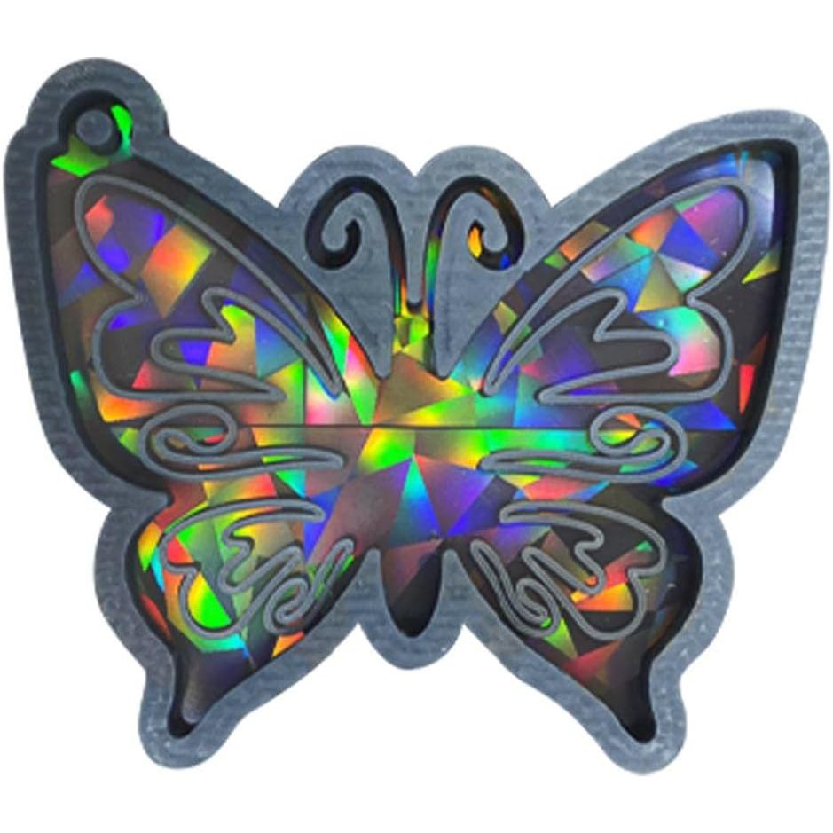 Holografische Vlinder Epoxyhars Siliconen Mal - Voor DIY Ketting Decoraties en Sleutelhanger Creaties - Zwart - 3 Stukken