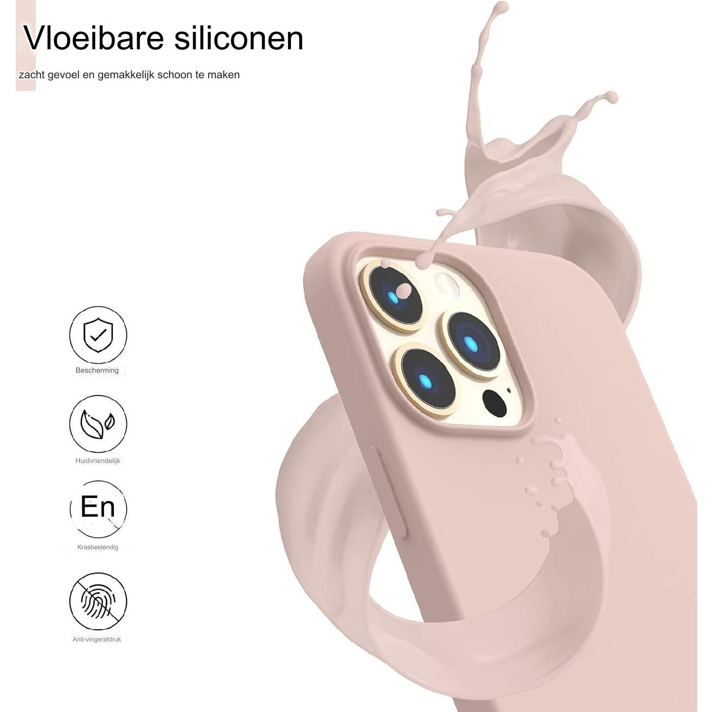 Zand Roze Liquid Siliconen Beschermhoes voor iPhone 13 Pro Max - Compatibel met Silicone Case iPhone 13 Pro Max 6.7, Super Slank Volledige Bescherming Vloeibare Siliconen Telefoonhoes, Bescherming voor iPhone 13 Pro Max, 6.7 inch