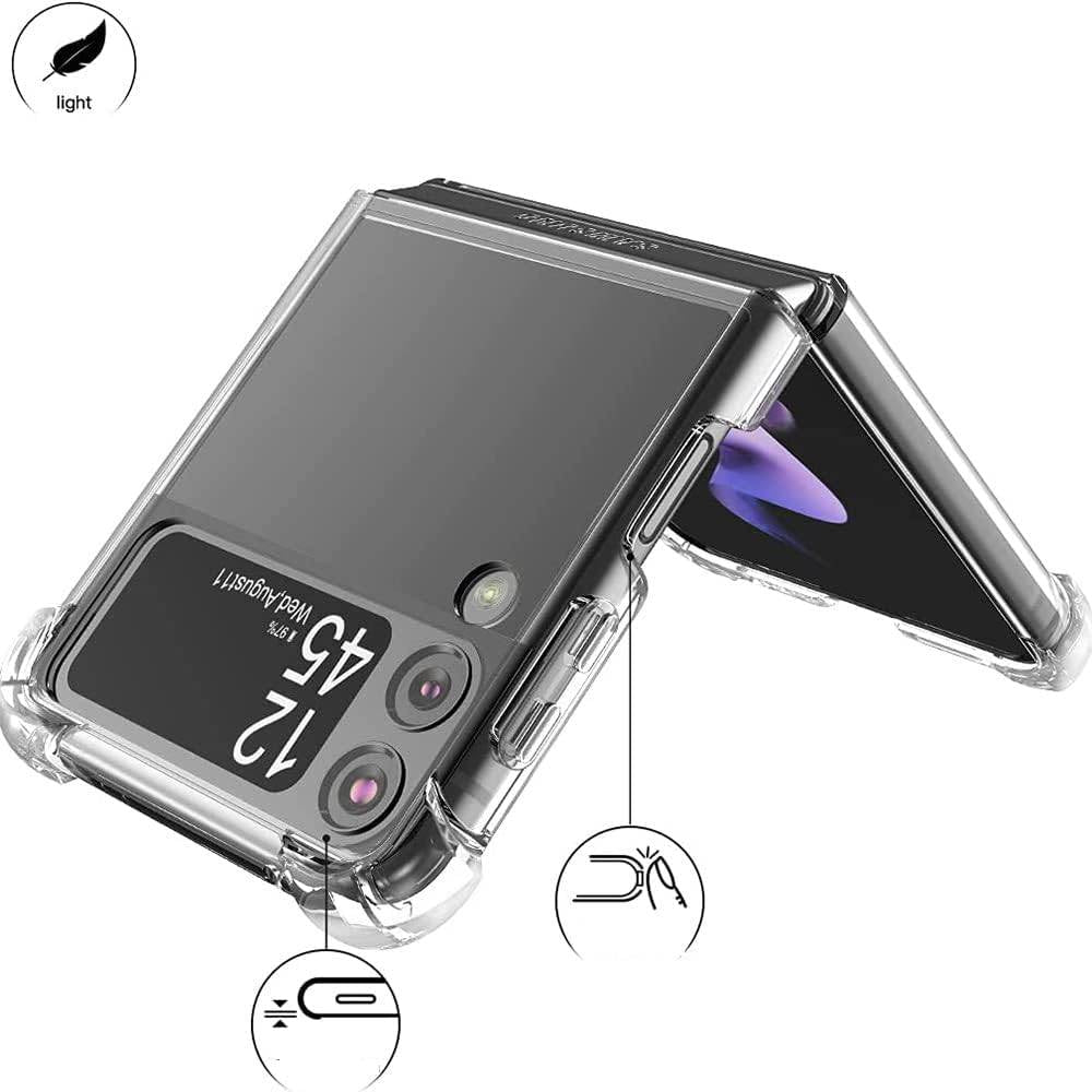 Samsung Galaxy Z Flip 4 5G Hoes met Afneembare Nekkoord - Transparant Siliconen Beschermhoes - Zwarte Verstelbare Draagkoord