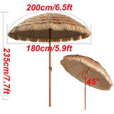 Hawaïaanse Parasol 180 cm met Kantelfunctie – Ronde Tuinparasol, UV50+ Zonwering, Waterdicht, 8 Verstevigde Ribben – Voor Strand, Tuin, Balkon of Terras (180 cm / 6 FT)