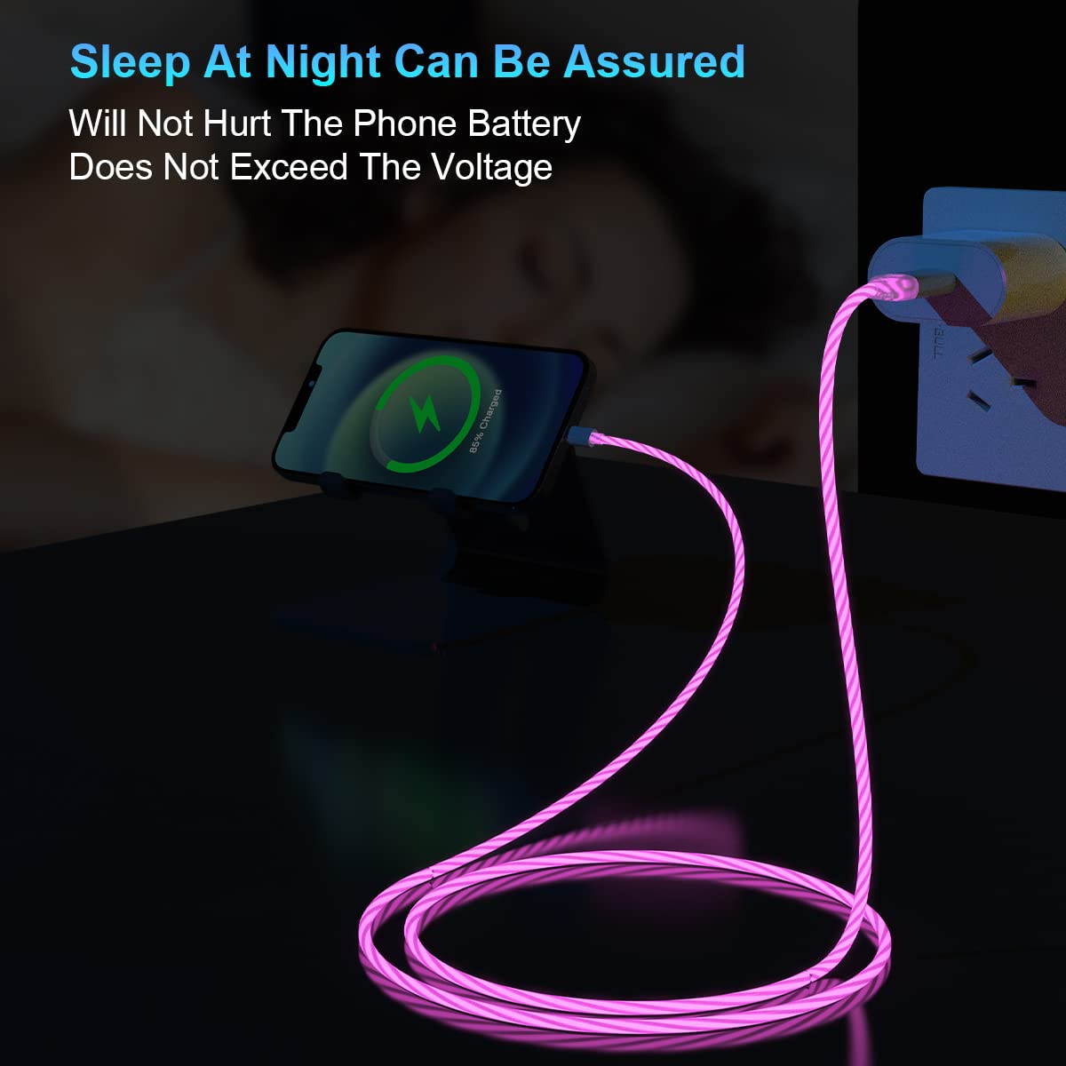 Verlichte LED iPhone Oplaadkabel - 2 Meter - 3A Snelladen - MFi Gecertificeerd - Bewegende LED Verlichte USB Lader - Universeel Geschikt voor Alle Apple-apparaten met Lightning Port - Voor iPhone / iPad / AirPods - Wit