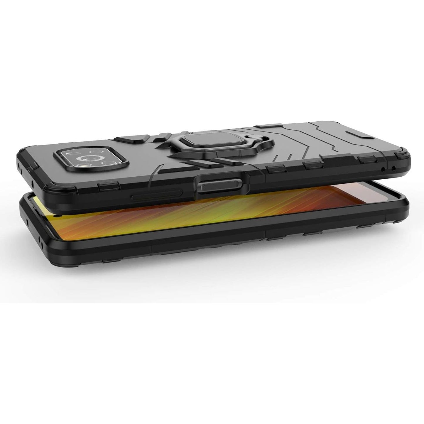 Multifunctioneel Ringhouder Hoes - Geschikt voor Xiaomi Poco X3 NFC/X3 Pro - Extra Sterke Mobiele Hoes - Ultieme Bescherming, Shockproof met Magnetische Houder - Inclusief Schermbeschermer
