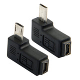 Mini USB 5-Pins Mannelijk naar Vrouwelijk Verlengadapter - 90 Graden Links & Rechts Gehoekt - 2 Stuks Set - Data en Opladen Compatibel