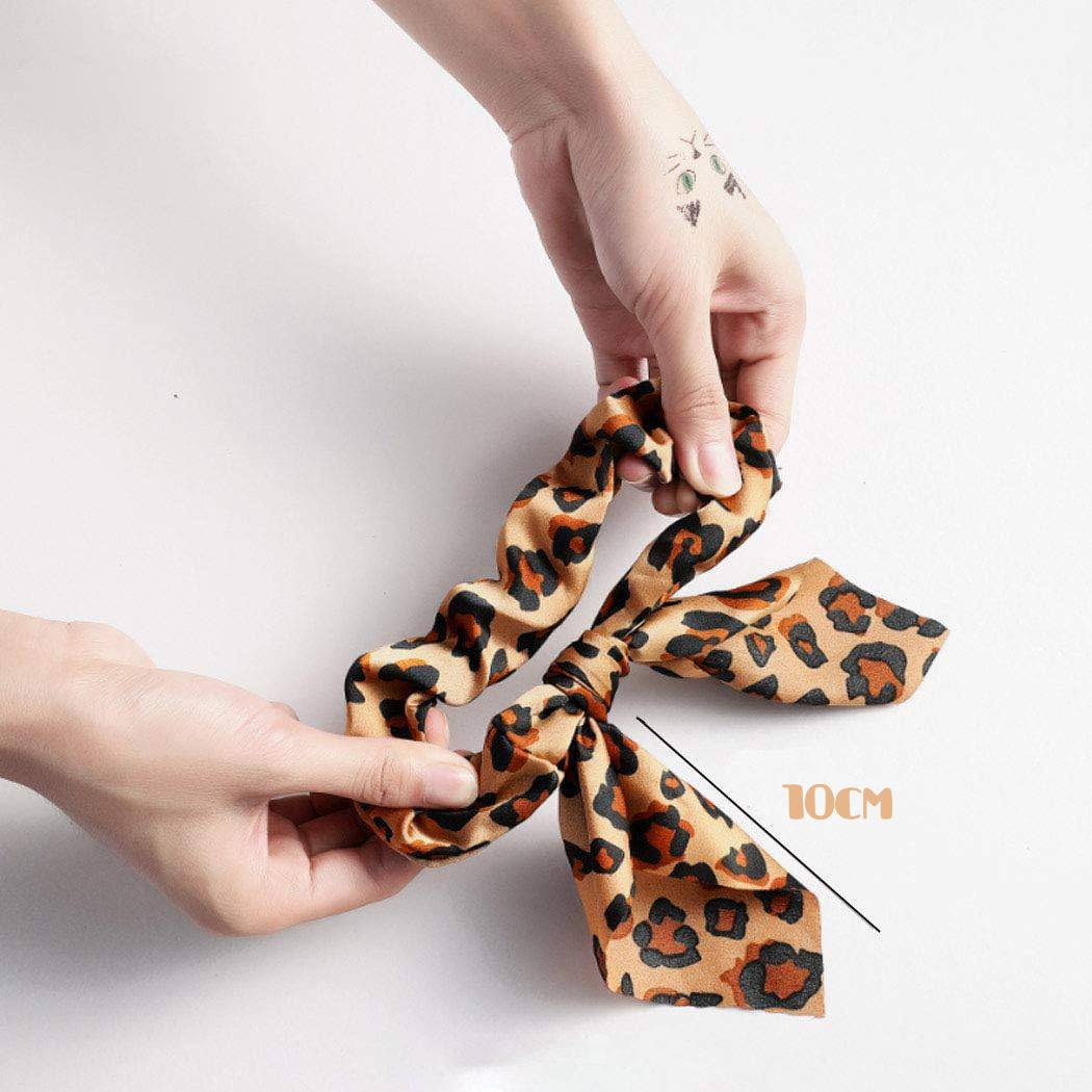 Set van 4 - Zijden Chiffon Haar Scrunchies met Luipaardprint - Luxueuze Haaraccessoires - Elastische Haarbanden - Stijlvol en Comfortabel - Perfect voor Dagelijks Gebruik en Speciale Gelegenheden - Trendy en Duurzaam - Multifunctioneel Design