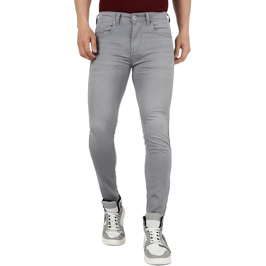 Slim Fit Jeans voor Mannen - Premium Katoenen Stretchstof - Lichtgrijs Effen Jeans Broek - Elegant en Casual - Maat 30 - Hoogwaardige Stof voor Uitstekende Pasvorm en Comfort - Tijdloze Moderne Herencasual