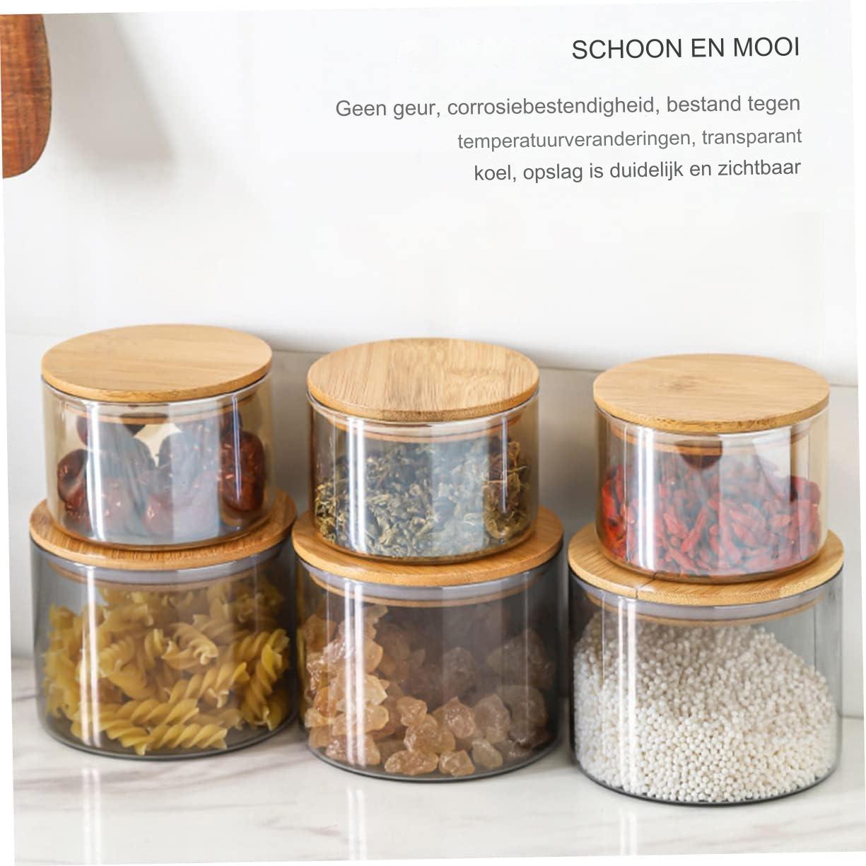 Glazen Voorraadpot - Mini Glazen Koekjestrommel - Keukenopslag Container - Glazen Theeblik - Apothekerspot - Voor Droogvoer, Granen, Suiker, Koffie, Honing - Luchtdichte Opslagpot - 10.5 x 10.5 x 10.5 cm - Transparant Glazen Voorraadbus