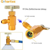 R134a Oplaadslang Kit Met Manometer - 51'' AC Koudemiddel Oplaadslang Meetkit - Zelfsluitende R-134a Kan Tap Koudemiddel Dispenser Voor R-12/R-22 Poort - Inclusief R134a Lage Zijde Quick Coupler - Max. Druk 200 PSI - Metaal & Rubber