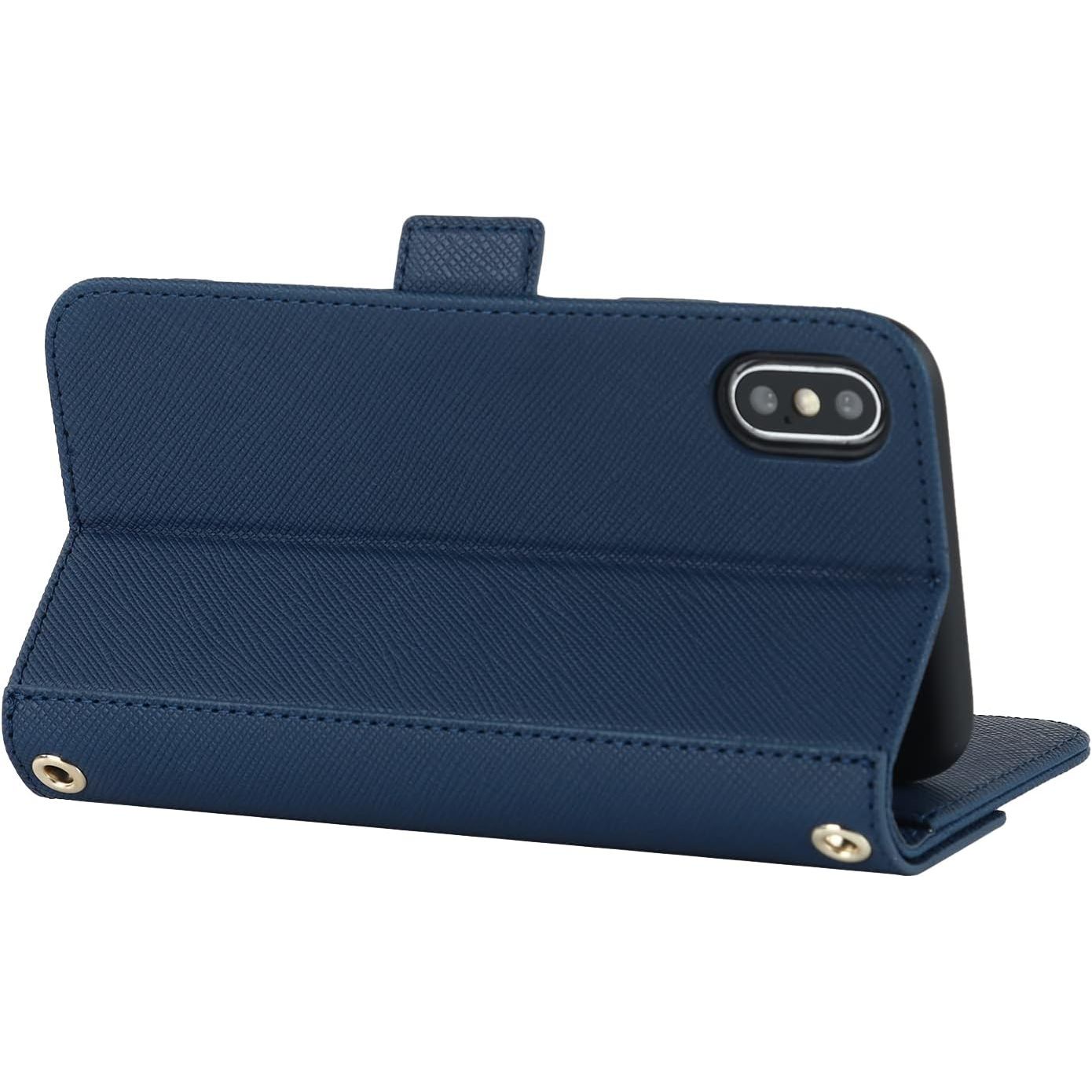 Mobiele Telefoonketting iPhone X/XS Hoesje met Bandje – Mobiele Telefoonhoes iPhone X/XS – Flip Lederen Portemonnee Mobiele Telefoonhoes – Spiegel – Met 5 Kaartsleuven – Magnetische Sluiting – Flip Beschermhoes: Stijlvolle Bescherming en Functionaliteit