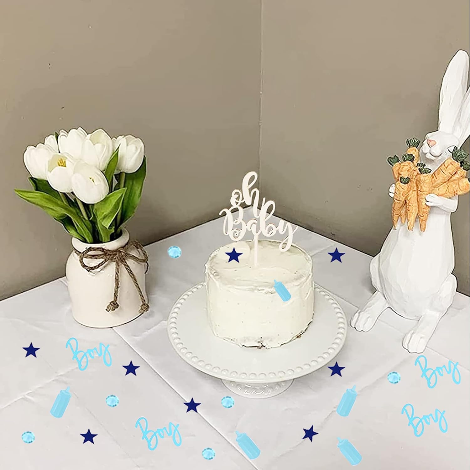 400 Stuks - 'It's a Boy' Blauwe Confetti - PVC Glans voor Gender Reveal & Babyshower - Feestelijke Decoratie voor Geslachtsonthulling - Ideaal voor Tafeldecor & Party Sfeer