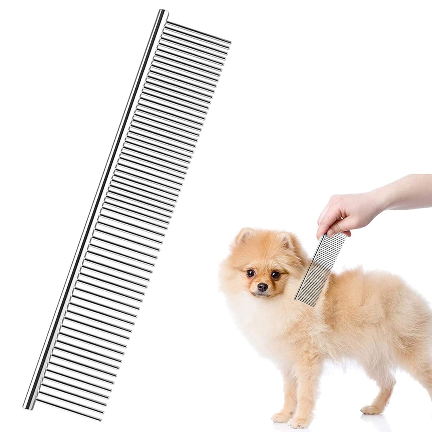 6-in-1- RVS  Huisdierenverzorgingskam - Stevige Roestvrijstalen Dieren Kam voor Klitvrije Vacht - Ideaal voor Honden en Katten - Stimuleert Huid & Haarzakjes - Complete Verzorgingsset voor een Stralende Vacht