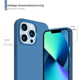 Blauwe Vloeibare Siliconen Hoes met 3 Lagen Volledige Bescherming voor iPhone 13 Pro - Compatibel met iPhone 13 Pro Hoesje 6.1, Slanke Vloeibare Siliconen 3-laags Volledige Dekking Zachte Gel Rubberen Hoes 6.1 inch Blauw