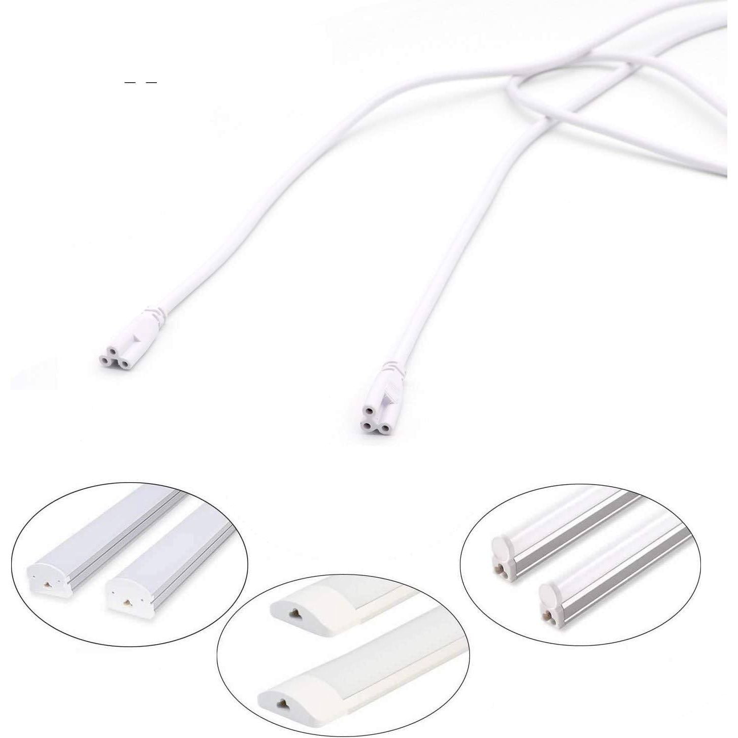 T5 T8 Verlengsnoer van 1,2m - 3-Polige Voedingskabel voor LED Buisverlichting - Koppelbare Connector Koord voor Enkele LED Werkplaatsverlichting en Onderkast Verlichting