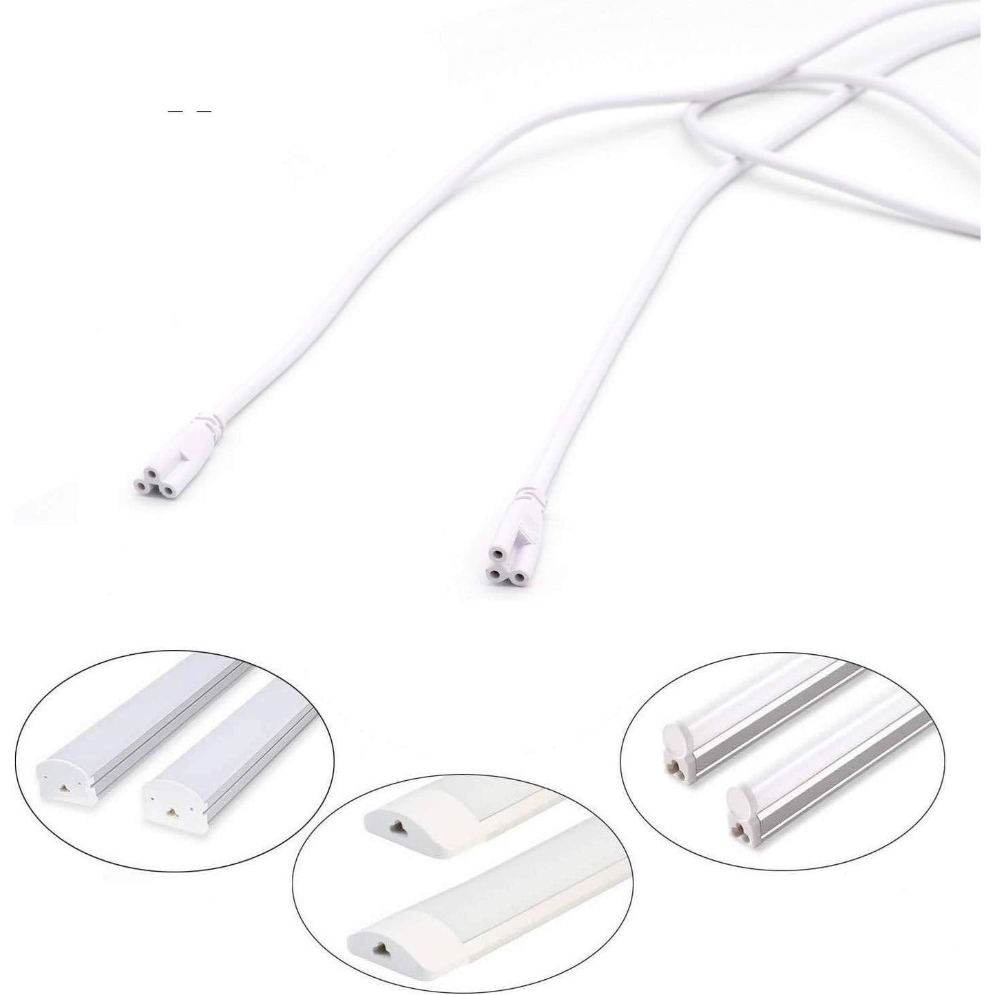 T5 T8 Verlengsnoer van 1,2m - 3-Polige Voedingskabel voor LED Buisverlichting - Koppelbare Connector Koord voor Enkele LED Werkplaatsverlichting en Onderkast Verlichting