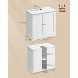 VASAGLE Wastafelonderkast Met 2 Deuren – Badkamerkast 70 x 70 x 40 cm – Opbergkast Met Verstelbaar Legplankje En Sifonuitsparing 19,5 x 15 cm – MDF – Wolkenwit – Moderne Onderkast Voor Wastafel Of Wasruimte