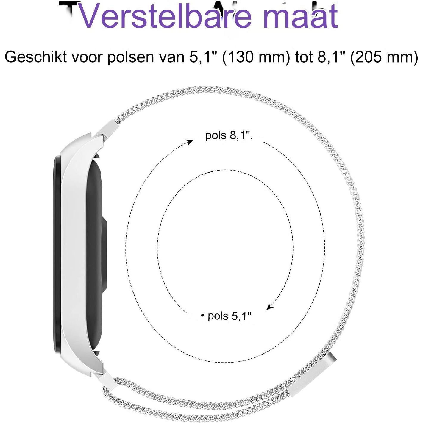 Roestvrij Stalen Band - Vervangingsbandje voor Xiaomi Mi Band 7 - Hoogwaardig Metaal - Duurzaam en Stijlvol - Verstelbare Gesp - Comfortabel en Ademend - Geschikt voor Dagelijks Gebruik - Elegant en Functioneel - Universele Pasvorm
