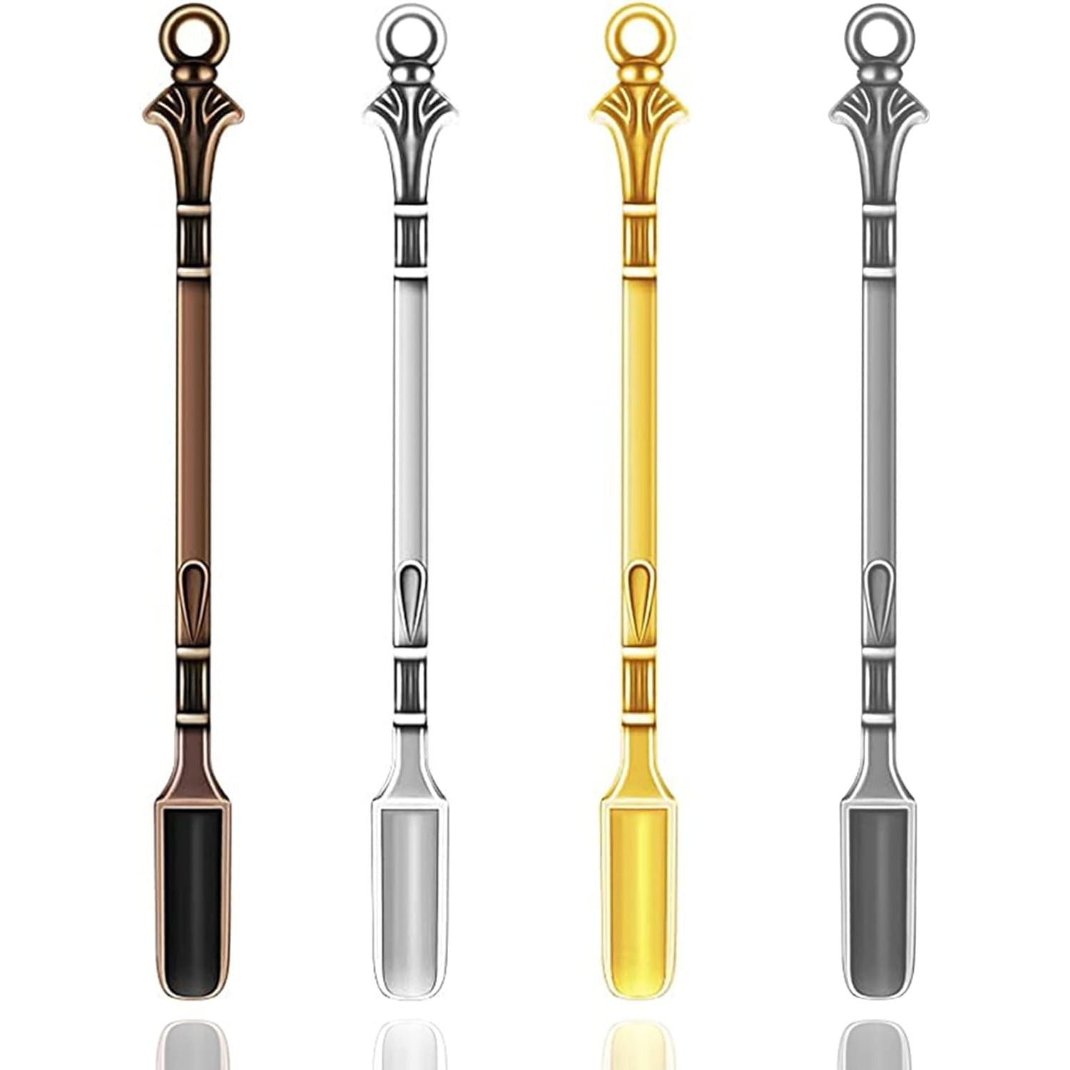 4 stuks - Set van Mini lepels, Mini Medicijnlepels met Hangers, Mini Schepjes - Perfect voor Medicijnen, Zouten, Kruiden, Zand, Glitterkruiden, Kleine Kruidenpotten