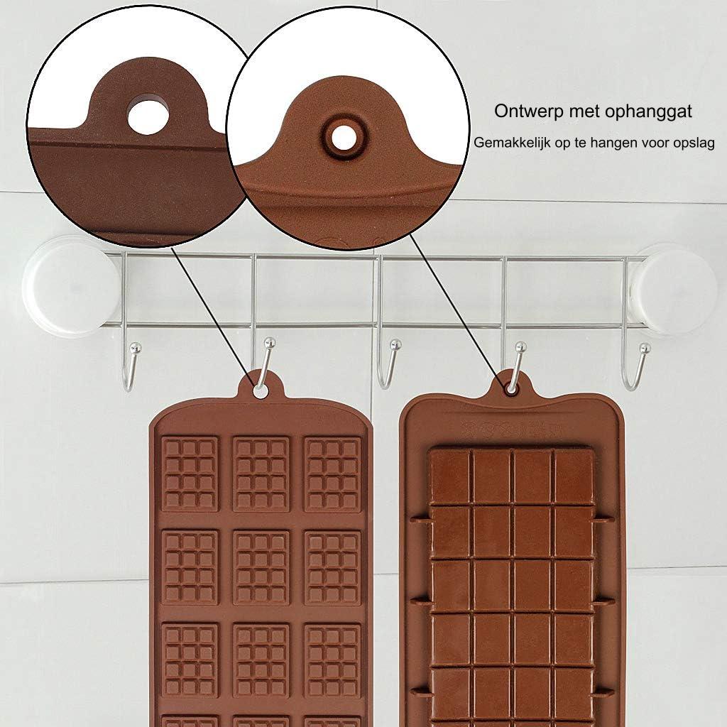 2 stuks - Siliconen Chocoladevormen - Niet-Klevende Chocoladeschimmels - Mini Chocolade Reepvormen - Twee Verschillende Stijlen van Bruine IJsblokjesbakvormen - Snoep Chocolade Bakken Keukenmallen - Chocolademallen - Chocoladevormen Set