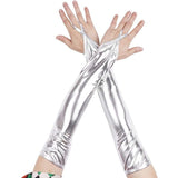Zilveren Metallic Zeemeermin Arm Mouwen - Vingerloze Glanshandschoenen voor Vrouwen - Stretch Feestkleding Accessoires - Glanzende Cosplay & Themafeest Handschoenen