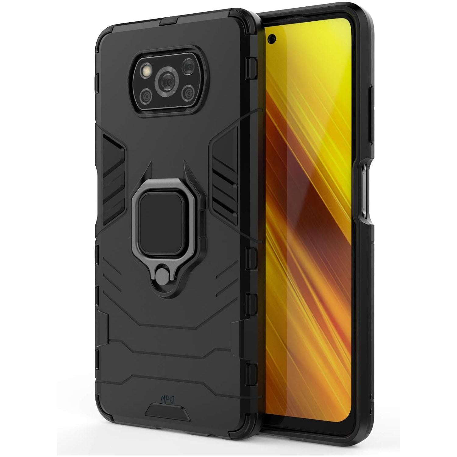 Multifunctioneel Ringhouder Hoes - Geschikt voor Xiaomi Poco X3 NFC/X3 Pro - Extra Sterke Mobiele Hoes - Ultieme Bescherming, Shockproof met Magnetische Houder - Inclusief Schermbeschermer