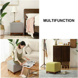 Opbergpoef Kruk – 2 in 1 Voetenbank en Salontafel met Opbergruimte – Massief Houten Frame – Katoen-Linnen Bekleding – Vierkant 40 x 38 x 40 cm – Scandinavisch Design – Nachtkastje Make-upkruk Schoenwisselkruk Bijzetkruk – Meerdere Kleuren