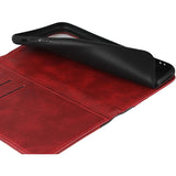 Hoesje voor iPhone 11 - Premium Magnetisch Flip Lederen Portemonnee Hoesje, [3 Kaartsleuven] [Staande Functie] [Schokbestendig TPU] Hoesje voor iPhone 11 – Rood + Zwart, Luxe Bescherming met Handige Portemonnee en Schokbestendige TPU Binnenkant