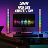 SoundbarRGB ritme lamp muziek visualizer – voice control audio spectrum LED light bar – USB Type C sound control lichtbalk met 32 LED kleuren – desktop auto gaming sfeerverlichting equalizer lamp zwart
