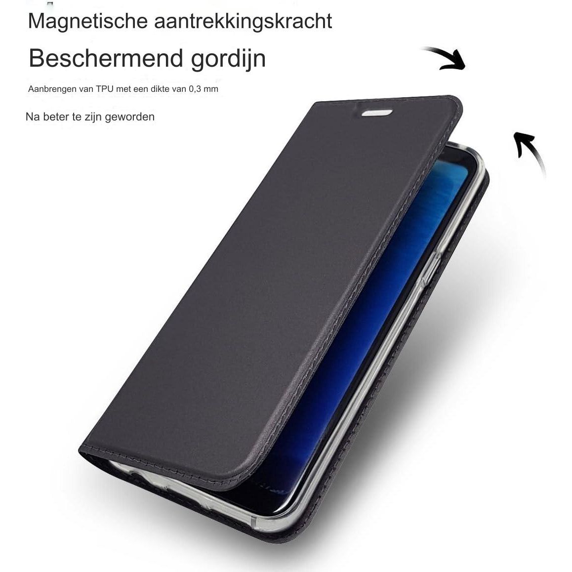 Samsung Galaxy S8 Hoesje - Ultralicht PU Lederen Portemonnee - Schokbestendig TPU - Volledige Bescherming - Kaartsleuf - Magnetische Sluiting - Zwart - Bescherm uw telefoon met stijl en functionaliteit met dit ultradunne hoesje