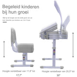 Verstelbaar Kinderschrijfbureau en Stoel Set - Multifunctioneel Kinderbureau met 40° Kantelbaar Blad, LED Lamp en Boekenstandaard - Ergonomisch Ontwerp met Verstelbare Hoogte - Ideaal voor Tekenen, Leren en Lezen