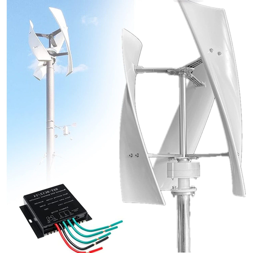 Verticale Windturbine Generator – 3-Blads Windmolen met Regelaar – Windgenerator 12V 400W – Met Controller voor Boot Tuin Dakterras – Stil en Weerbestendig – Windturbine voor Lage Windsnelheden – Inclusief Montagebenodigdheden