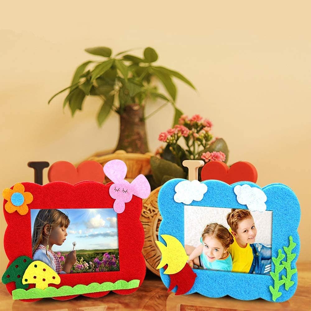 DIY Foto-Frame Kit voor Kinderen - Niet-Geweven Stof - Diverse Patronen - Educatief Handwerk - Perfect voor Creatieve & Educatieve Momenten - 12 Stuks