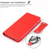 Echt Lederen Hoes voor iPhone 11 - Portemonnee Hoesje met Polsband en Kaartsleuven - Magnetische Sluiting Houderfunctie Flip Cover voor iPhone 11 (Rood) - Stijlvolle Bescherming en Handige Functionaliteit met Hoogwaardig Leer