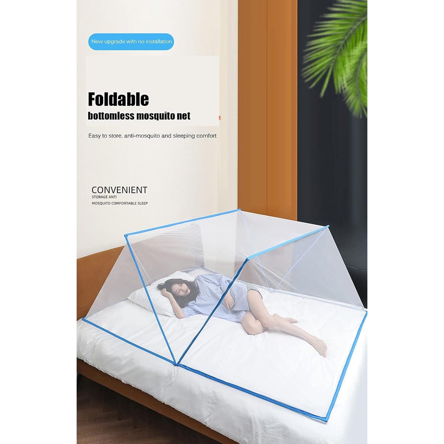 Opvouwbare Draagbare Klamboe voor Volwassenen – 190x100x80cm – Zelfstaand Muskietennet Zonder Bodem – Ademend Polyester Mesh – Anti-Mug & Insectennet voor Binnen, Camping & Reizen – Blauw | Compact & Chemisch Vrij