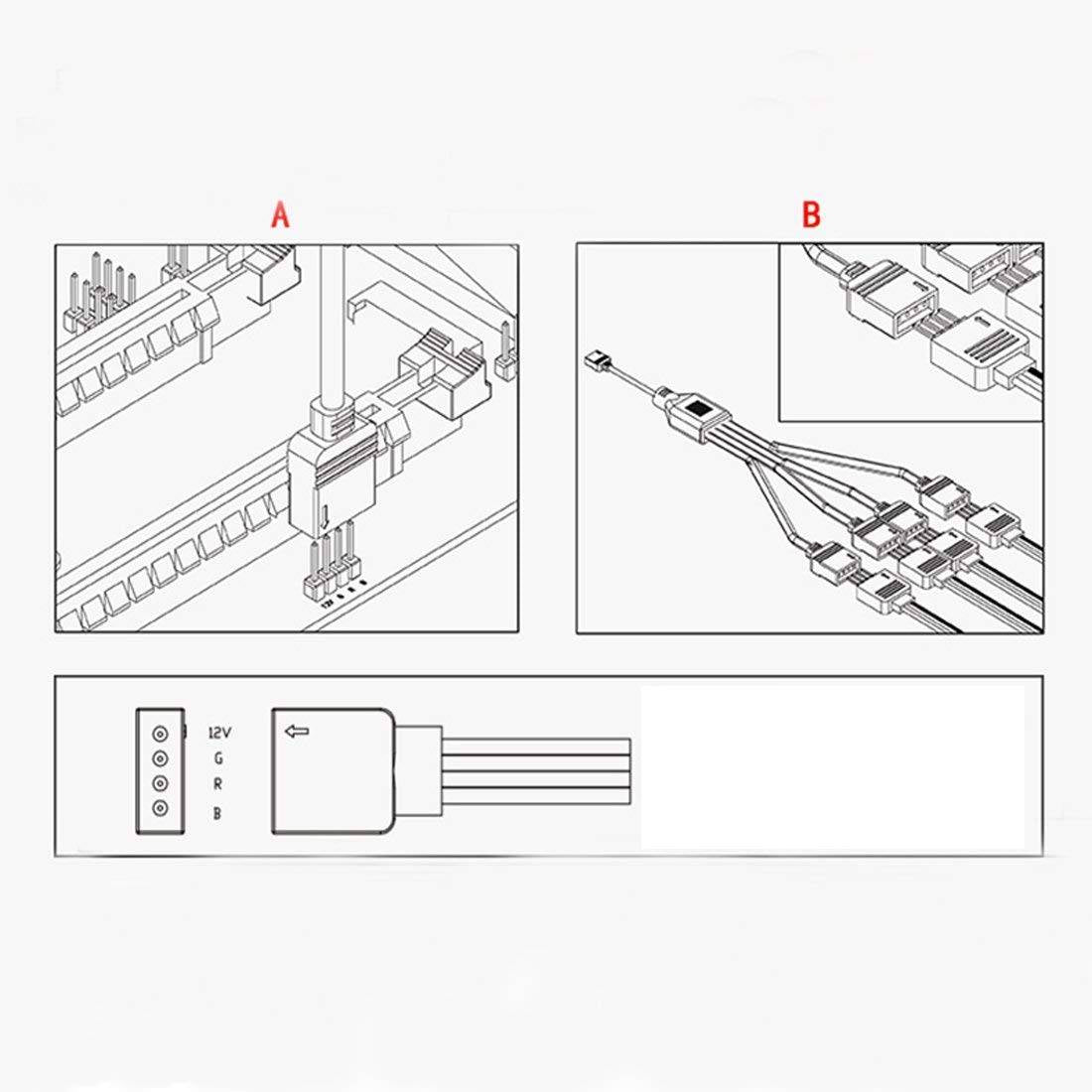 2 Stuks - LED Strip Connector - 4-Pins RGB Splitter Kabel Voor LED Strip - 1 naar 4 Poorten - Voor LED Kleurveranderende Strips - 30cm Lengte - Inclusief 12 x 4-Pin Connectoren - Ideaal voor 5050/3528 LED Strips