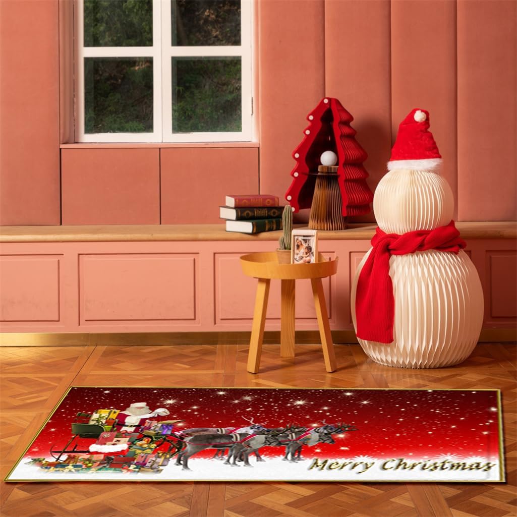 Kerstmat 60x180 cm - 3D Geprinte Antislip Vloermat - Feestelijke Kerstdecoratie voor Woonkamer, Keuken & Badkamer - Duurzaam en Comfortabel